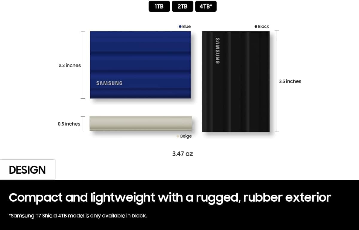 Samsung T7 Shield 2TB Rugged Portable External SSD – Up to 1,050 MB/s (USB 3.2 Gen 2) thumbnail 4