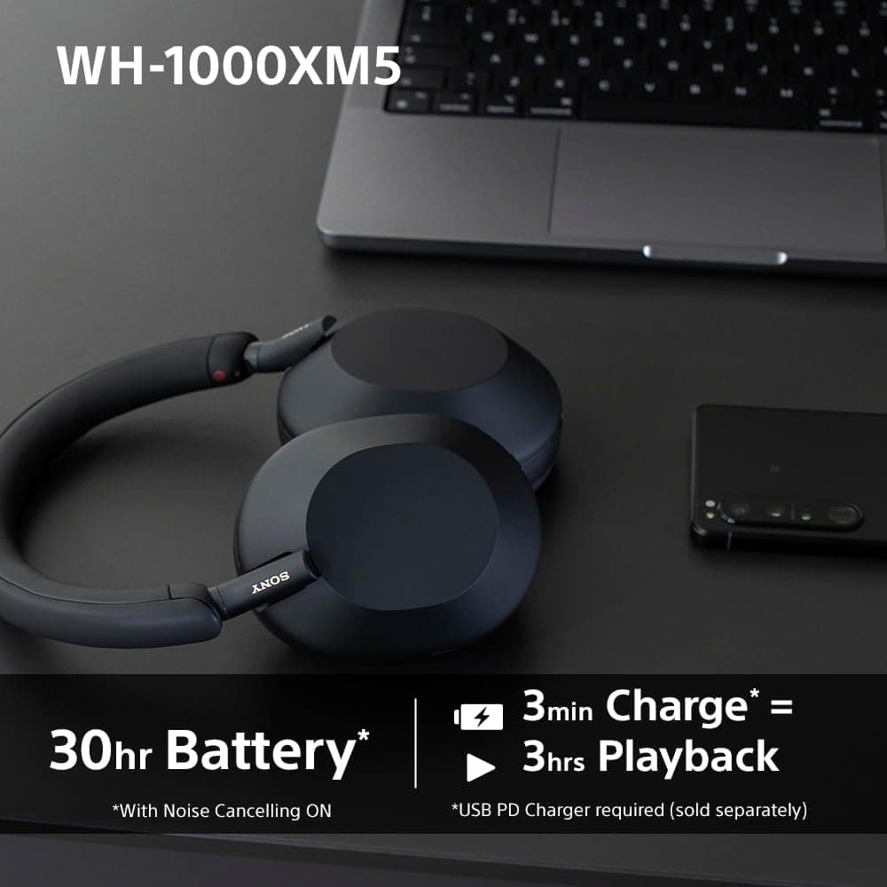 Sony WH-1000XM5 Wireless Over-Ear Noise Cancelling Headphones with Auto NC Optimizer thumbnail 4