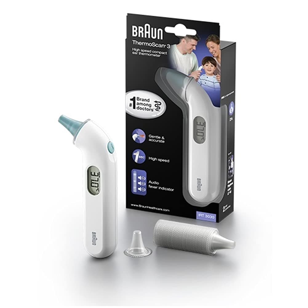 Braun ThermoScan 3 Ear Thermometer – 1-Second Reading with Fever Indicator (IRT3030)