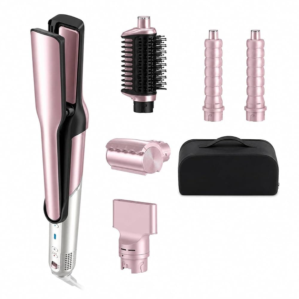 Shark Glam Ceramic & Air 5-in-1 Multi-Styler and Dryer with FrizzFighter & Storage Case (HD6051SUKPK, Pink) — view 1