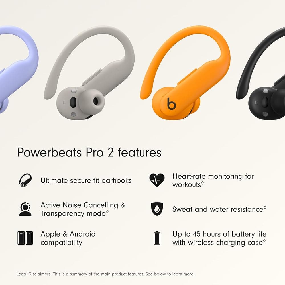 Beats Powerbeats Pro 2 Wireless Earbuds – Noise Cancelling, Heart Rate Monitor, IPX4, Up to 45 Hours Battery, Wireless Charging Case (Electric Orange) thumbnail 2