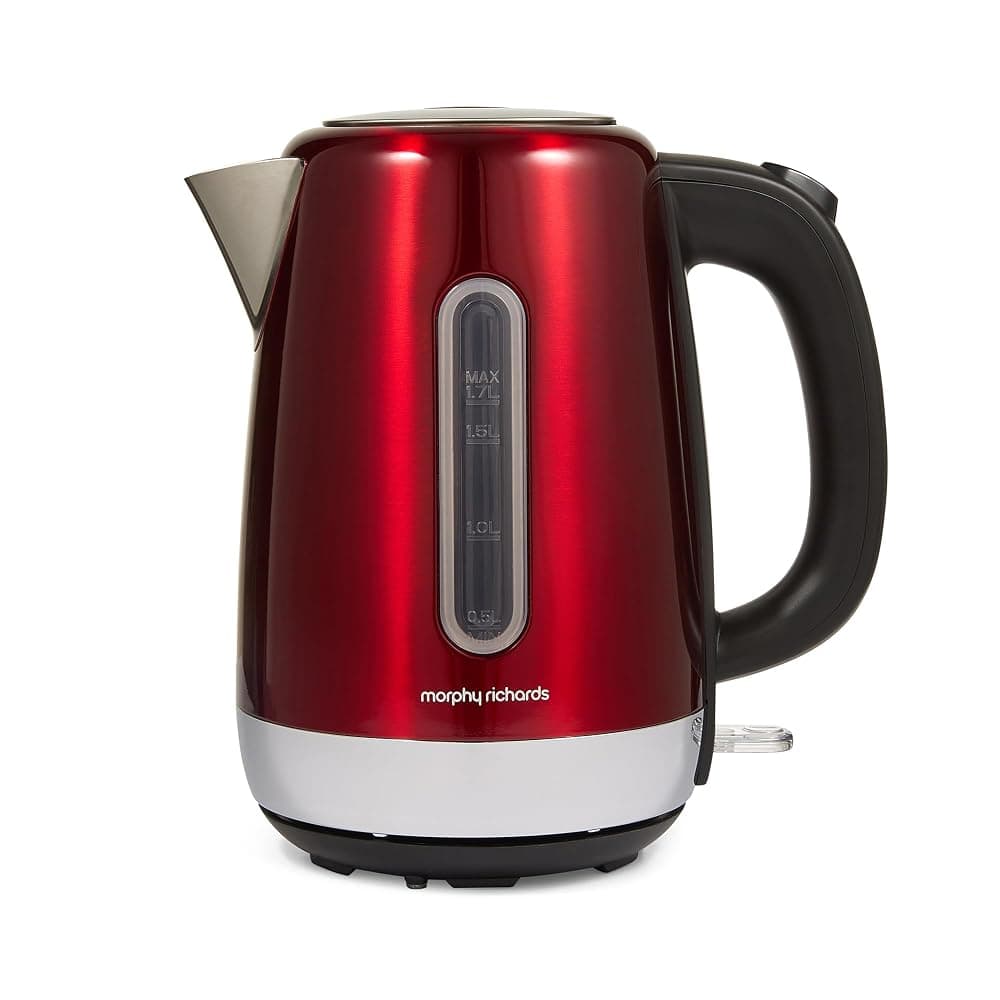 Morphy Richards Equip 1.7L Jug Kettle, 3kW Rapid Boil, Removable Limescale Filter, Easy View Water Gauge, Red (102785)