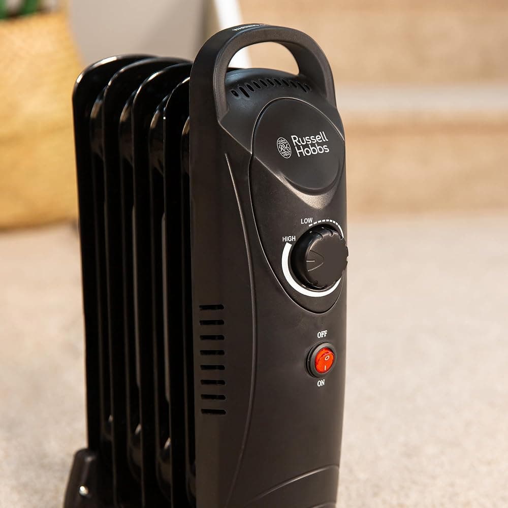 Russell Hobbs 650W 5-Fin Oil Filled Radiator with Adjustable Thermostat, Black (RHOFR3001) thumbnail 3