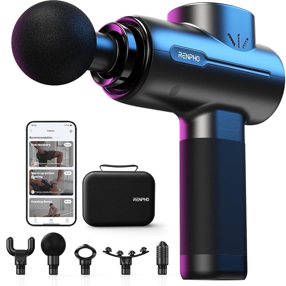 RENPHO Smart Massage Gun with App and Bluetooth – 5 Speeds, 5 Heads, 10mm Amplitude, Carry Case (R-C002S) — view 1