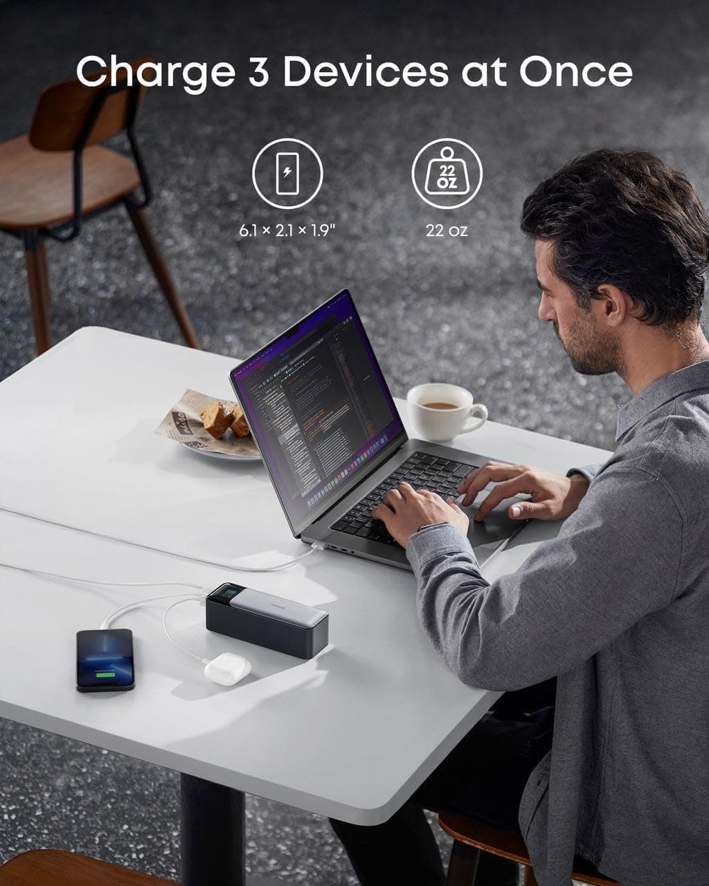 Anker 737 Power Bank (PowerCore 24K) 140W 3-Port Portable Charger with Smart Digital Display thumbnail 3