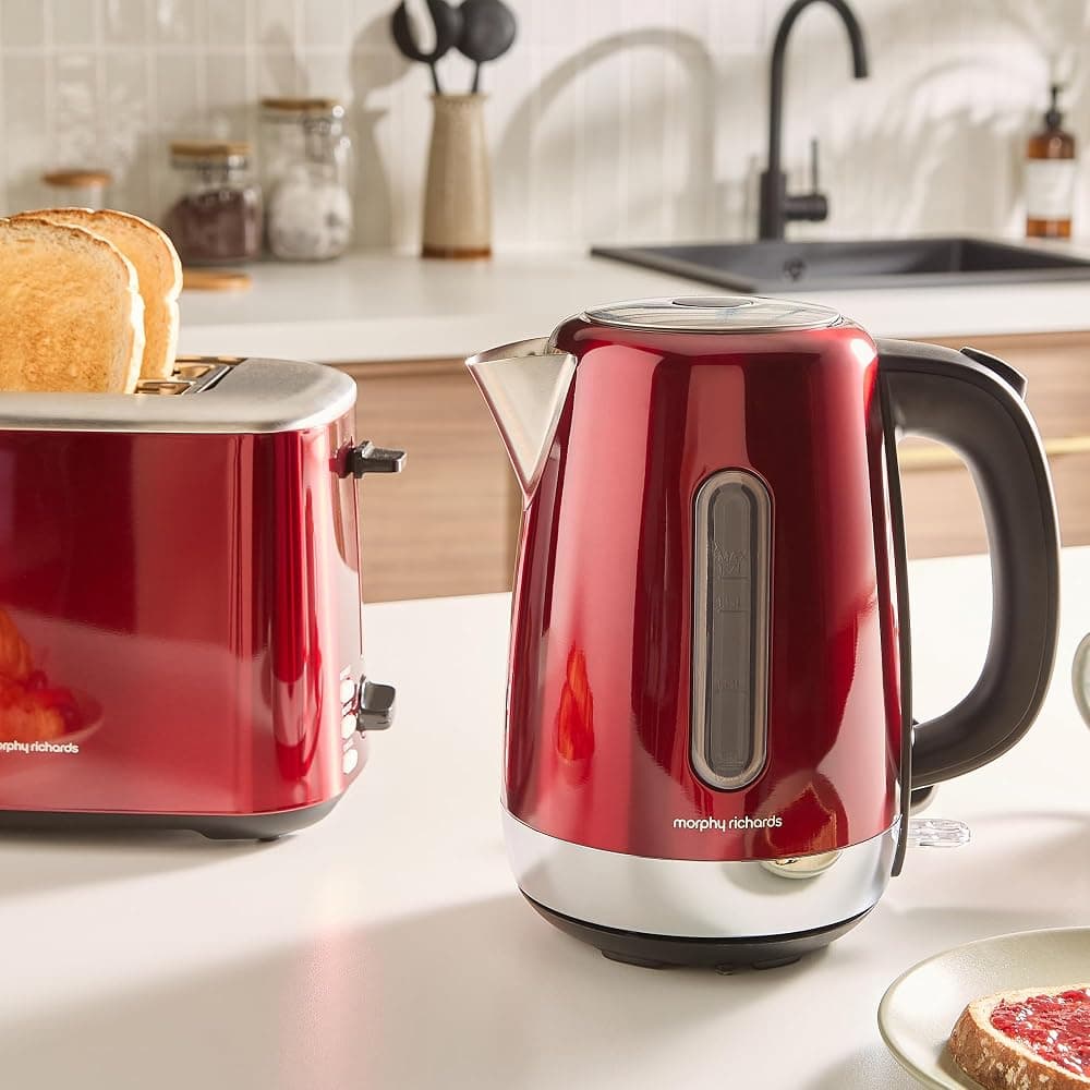 Morphy Richards Equip 1.7L Jug Kettle, 3kW Rapid Boil, Removable Limescale Filter, Easy View Water Gauge, Red (102785) thumbnail 3