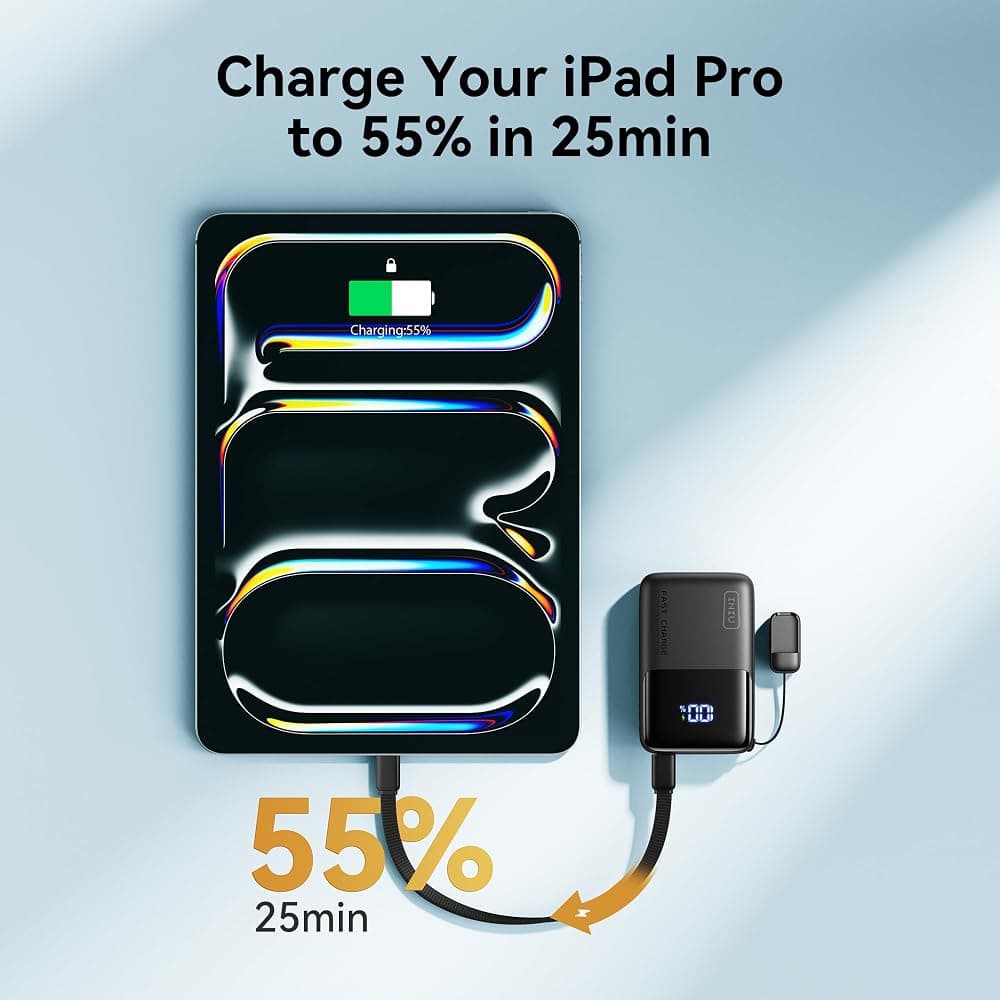 INIU Ultra Mini 10,000mAh 45W Power Bank – USB-C PD, 3 Ports, Detachable USB-C Lanyard Cable thumbnail 4