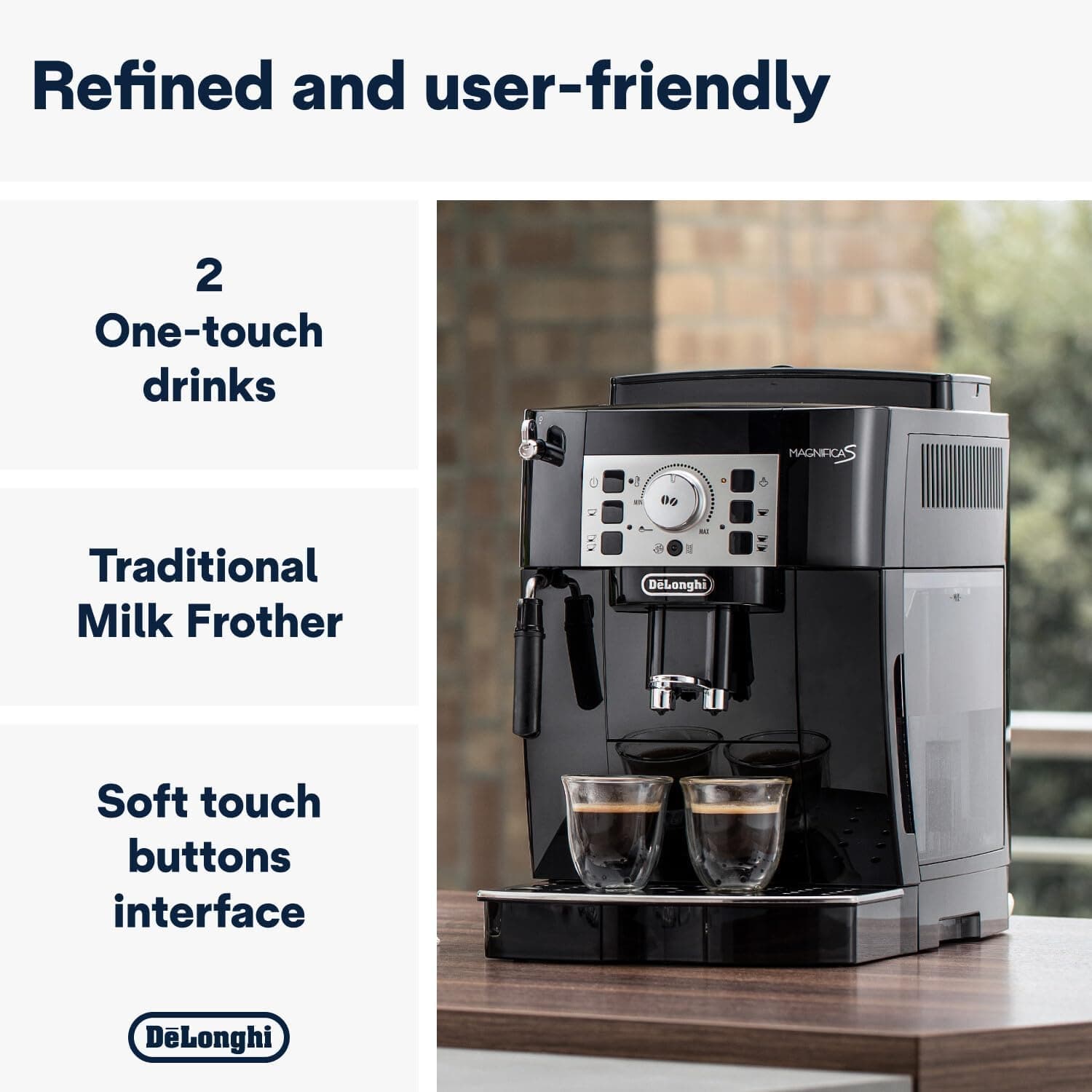 De'Longhi Magnifica S Smart Automatic Bean-to-Cup Coffee Machine with Milk Frother (ECAM22.110.B) thumbnail 2
