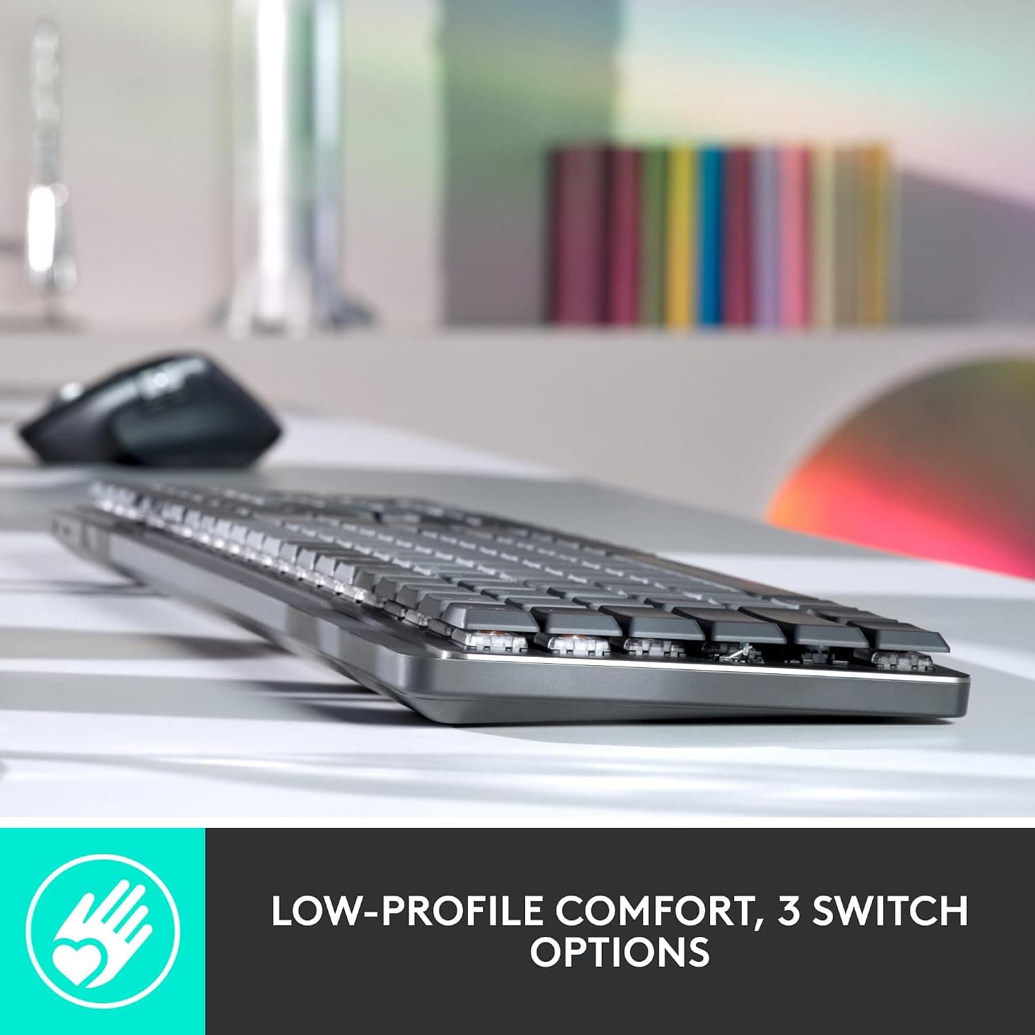 Logitech MX Mechanical Wireless Illuminated Keyboard – Tactile Quiet Switches (UK/Irish QWERTY) thumbnail 3