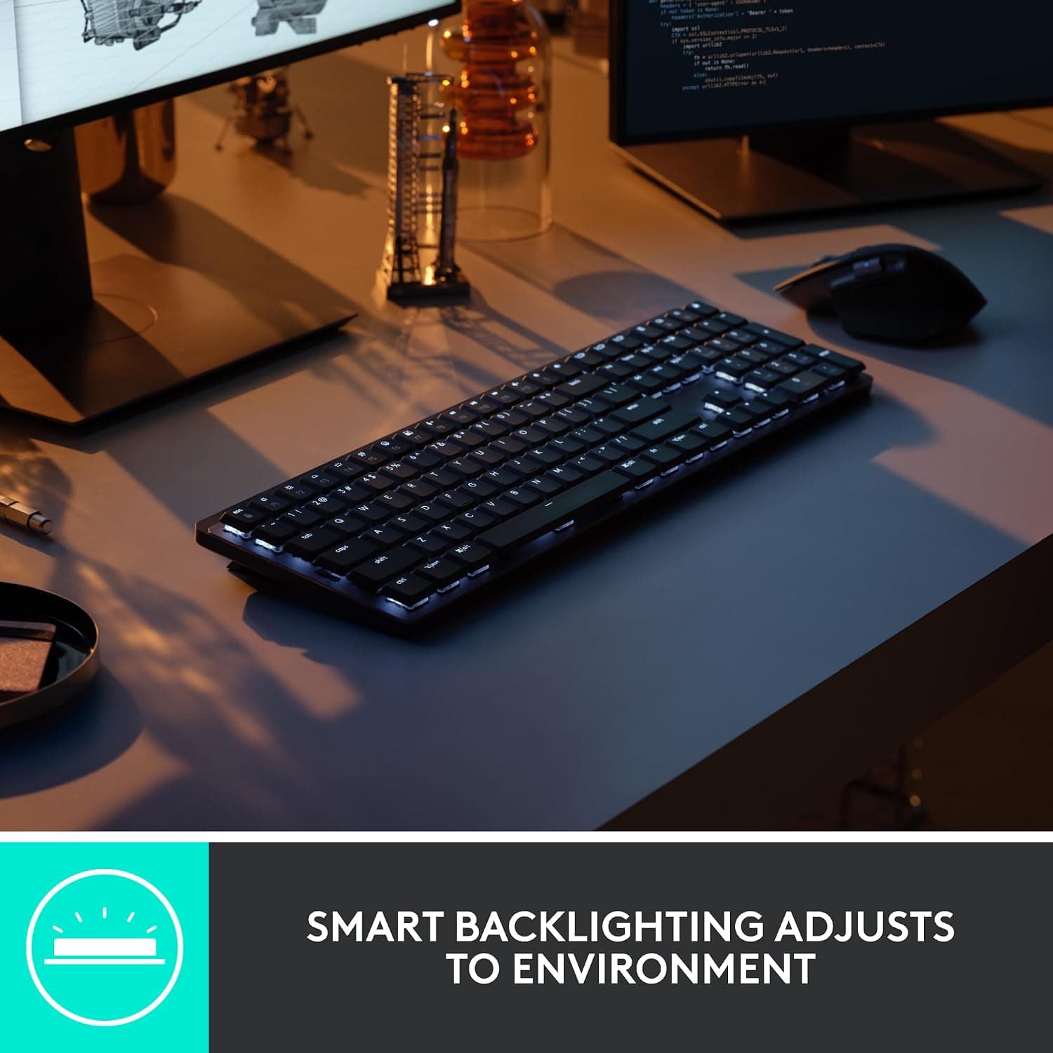 Logitech MX Mechanical Wireless Illuminated Keyboard – Tactile Quiet Switches (UK/Irish QWERTY) thumbnail 4