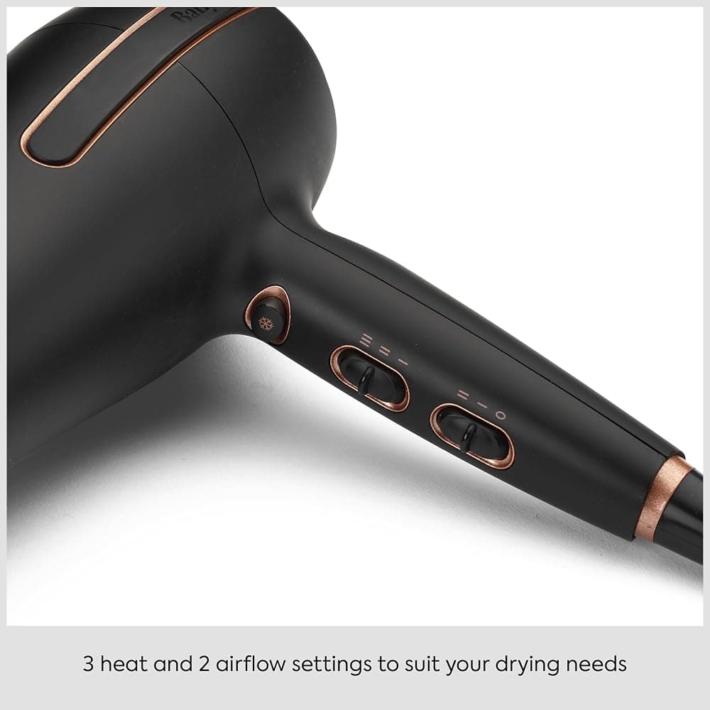 BaByliss Super Power 2400W Ionic Hair Dryer with AC Motor, 3 Heat & 2 Speed Settings (5240U, Black) thumbnail 4