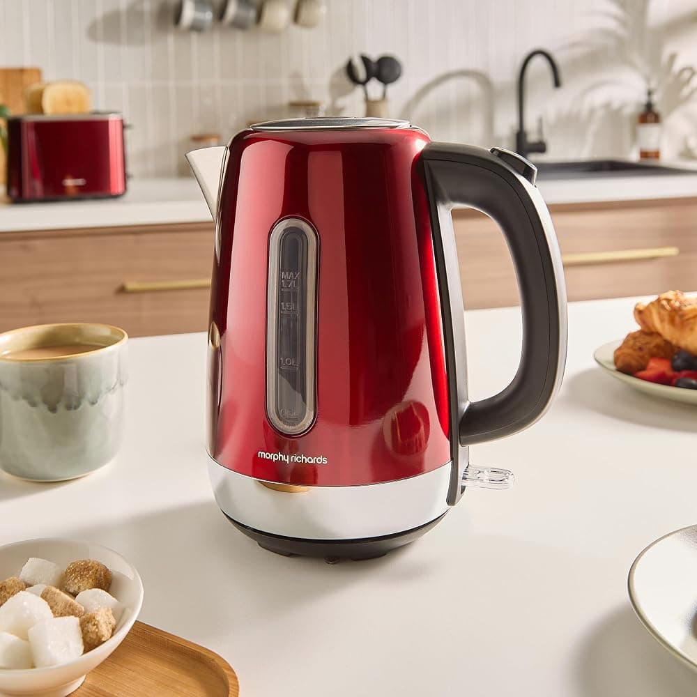 Morphy Richards Equip 1.7L Jug Kettle, 3kW Rapid Boil, Removable Limescale Filter, Easy View Water Gauge, Red (102785) thumbnail 2