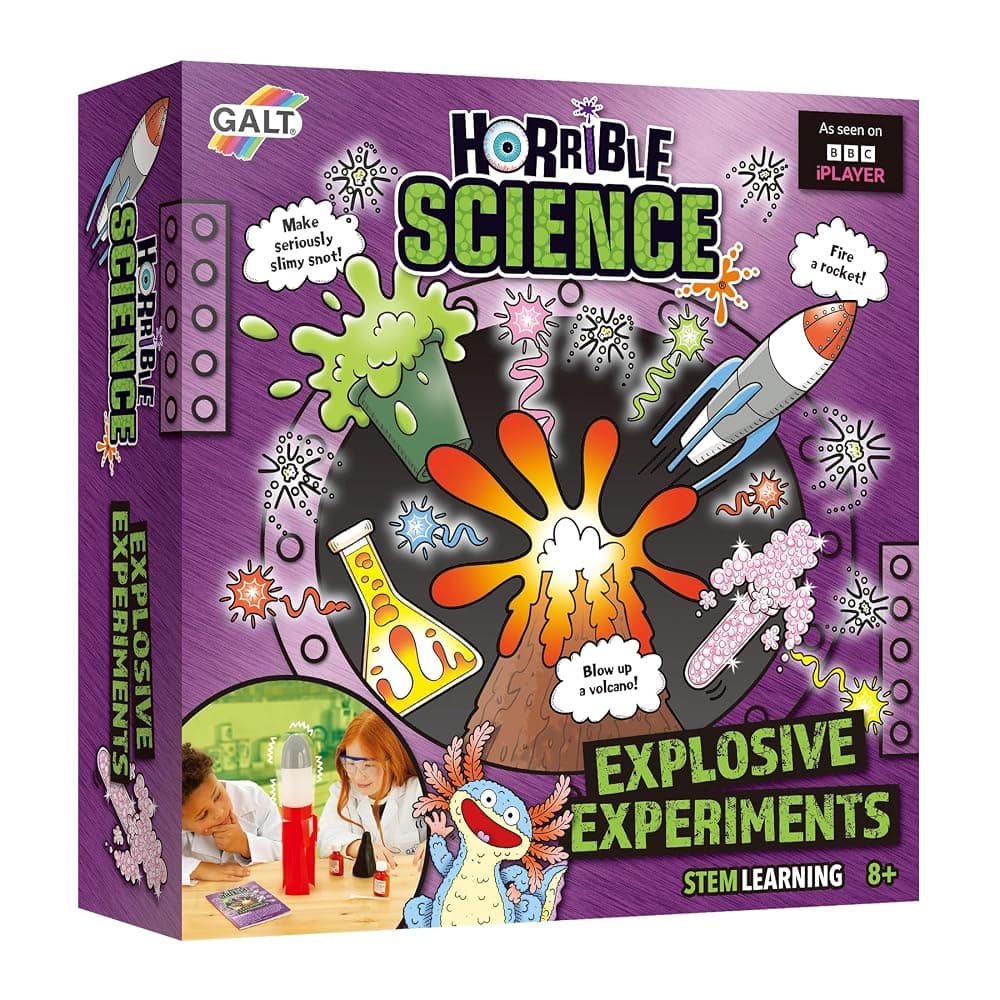 Galt Horrible Science Explosive Experiments Kit – 8 Experiments Including a Rocket, Volcano, Lava Lamp and Slime, Ages 8+