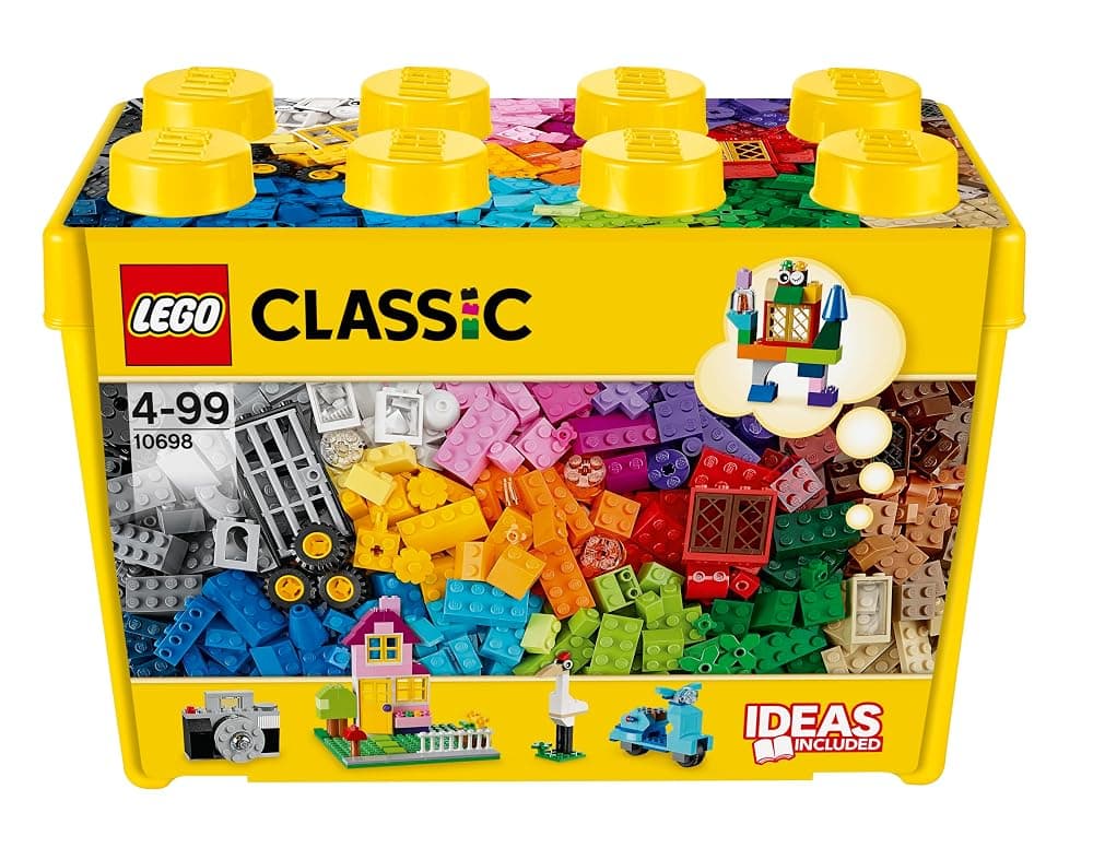 LEGO Classic Large Creative Brick Box – 790 Pieces in 33 Colours with 2 Green Baseplates, Ages 4+ (10698)