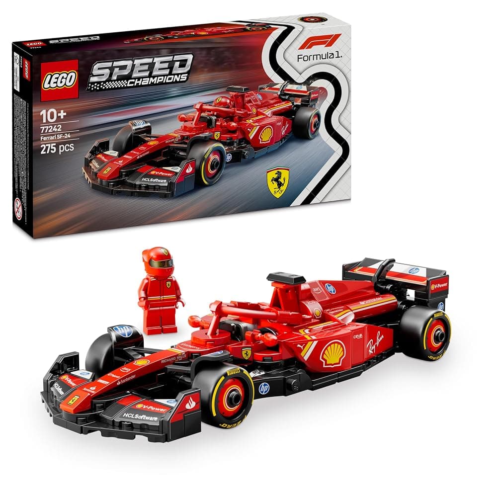 LEGO Speed Champions Ferrari SF-24 F1 Race Car with Driver Minifigure, 275 Pieces, Ages 10+ (77242)