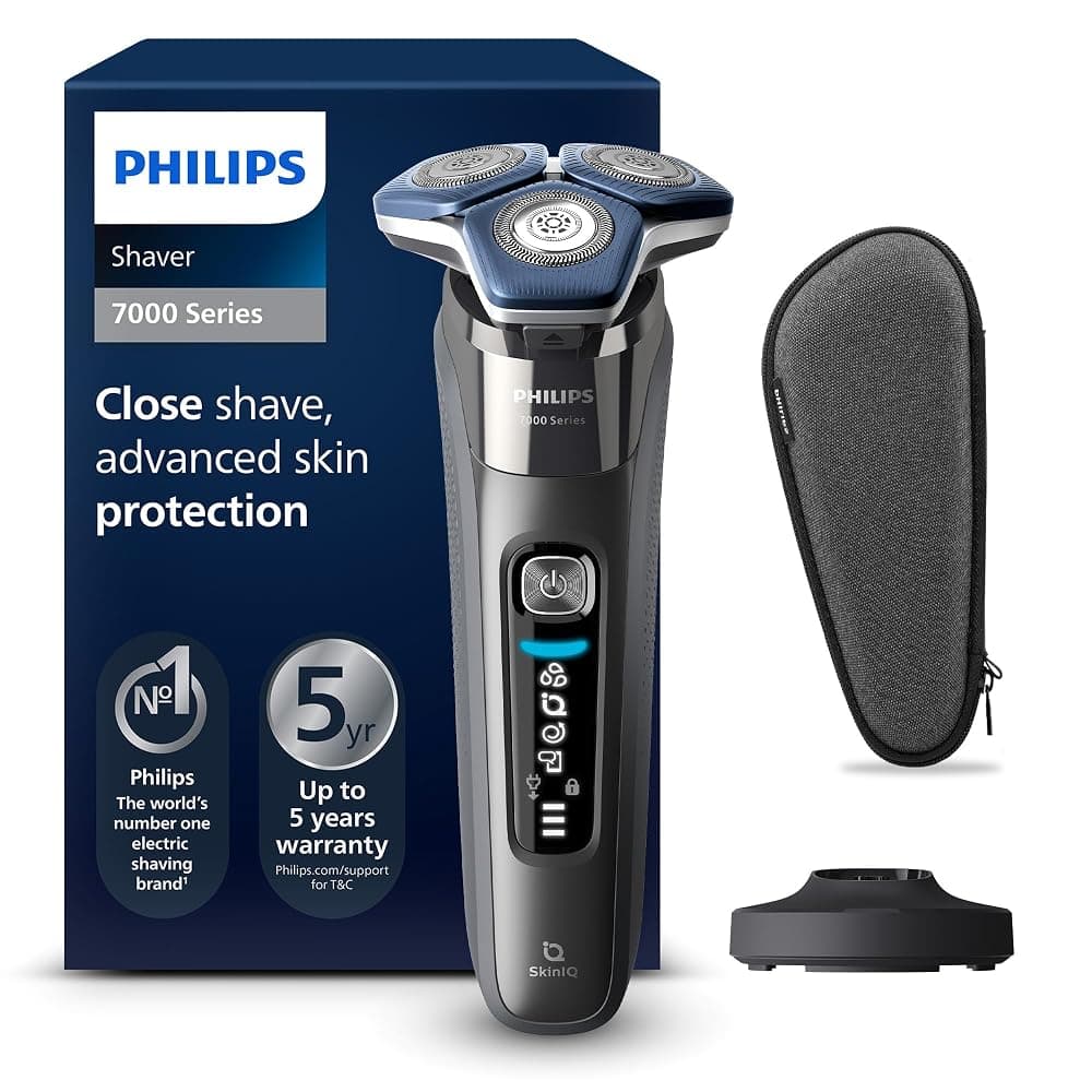 Philips Shaver Series 7000 Wet & Dry Rotary Shaver with SkinIQ, Pop-up Trimmer, Charging Stand and Pouch (S7887/35)
