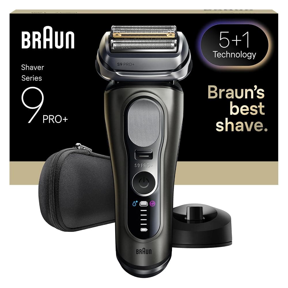 Braun Series 9 PRO+ Wet & Dry Electric Foil Shaver with Charging Stand and Travel Case (9615s, Graphite)