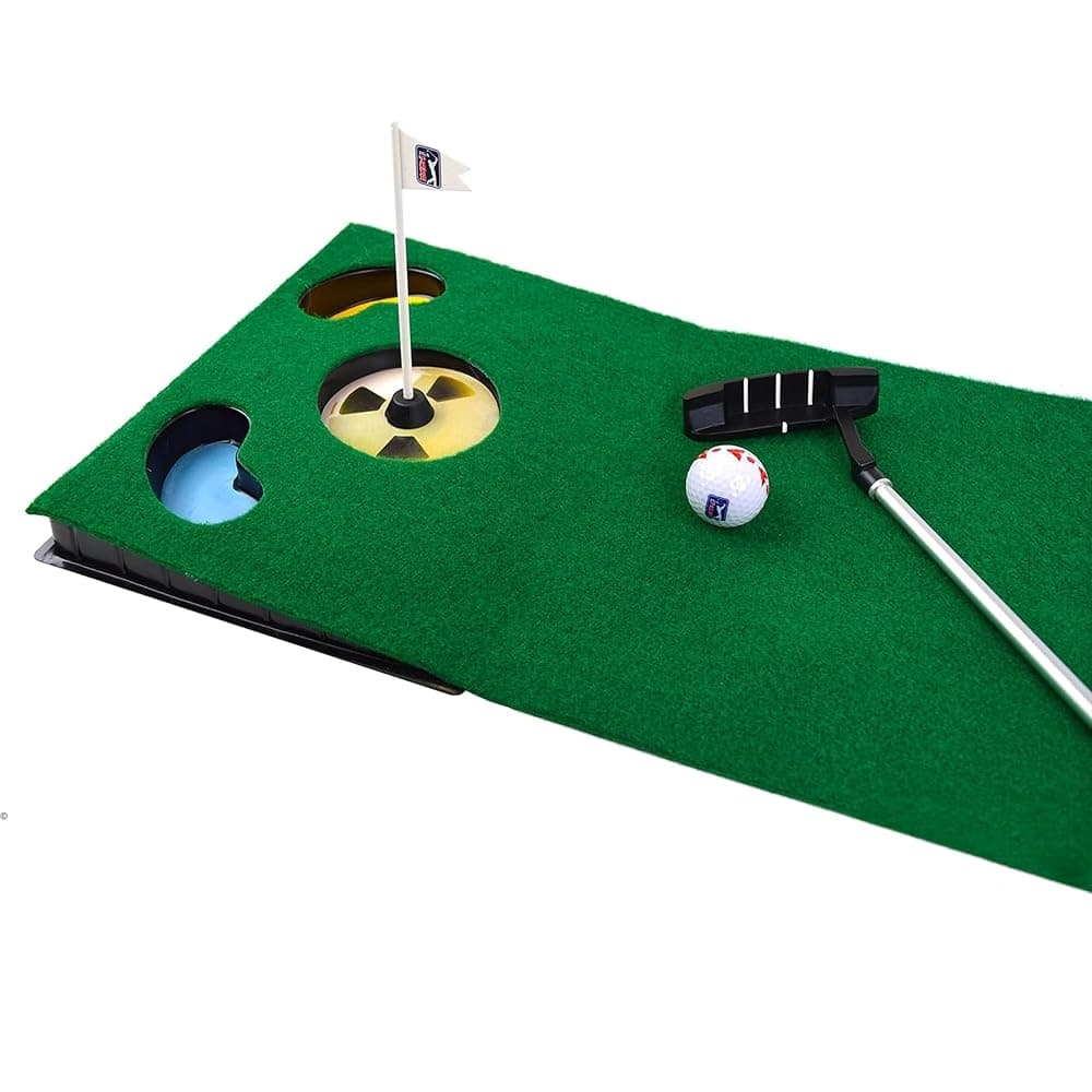 PGA Tour 6ft Putting Mat with Collapsible Putter & Alignment Golf Ball